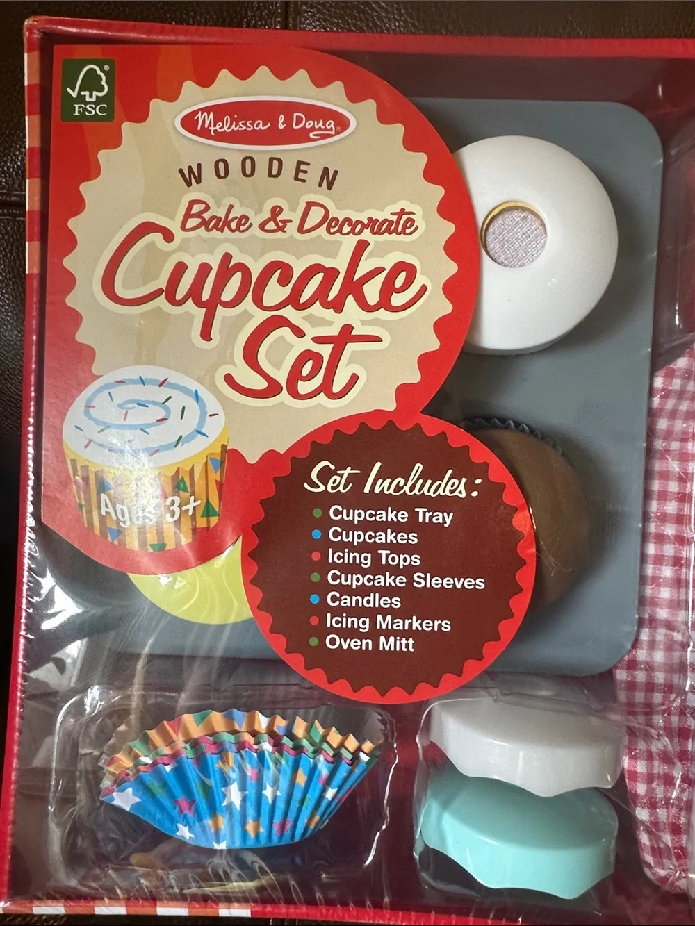 Melissa & Doug Wooden Cupcake Decorating Set - Blue, Green, Pink, Yellow